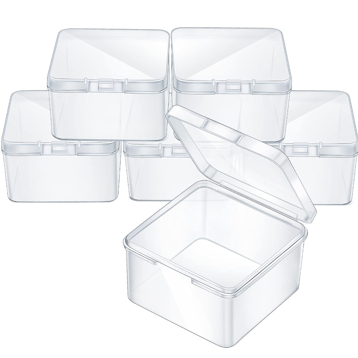 Jetec 6 Pieces Small Clear Plastic Storage Box,2.5 X 2.5 X 1.6 Inch