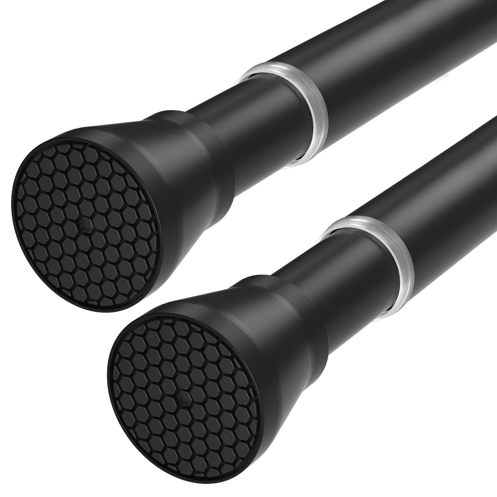 QINGYUN Black Tension Rods, 28-48 Inch Adjustable No-Drill Curtain Rods