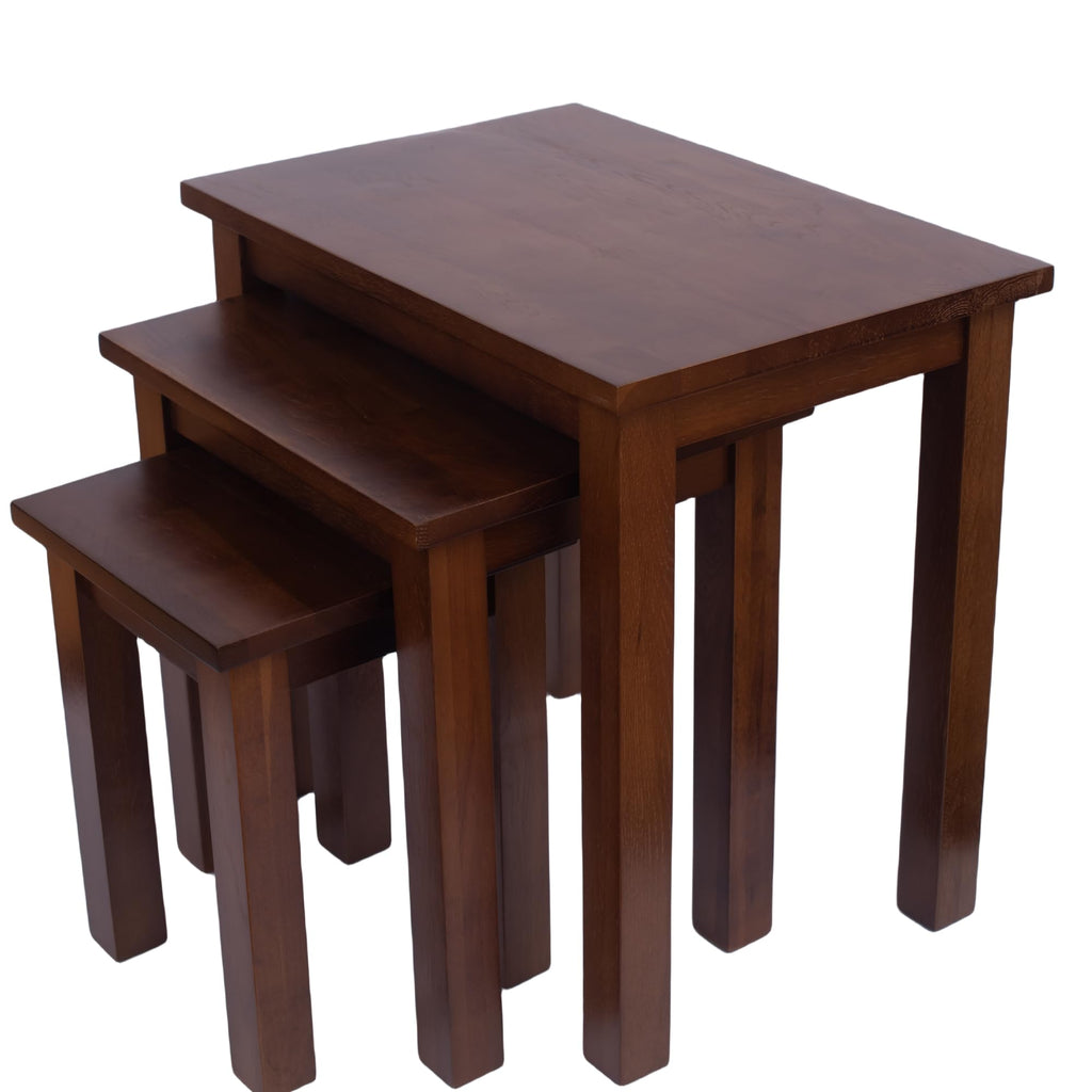 Kemtpase Oak 3 Nest of Tables, Solid Wooden Nesting Tables, Wooden Table Lamp, Plant Table, Multifunctional Nested Coffee Table - image 4
