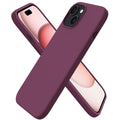 ORNARTO iPhone 15 Case - Slim Liquid Silicone Protective Cover, Wine Red