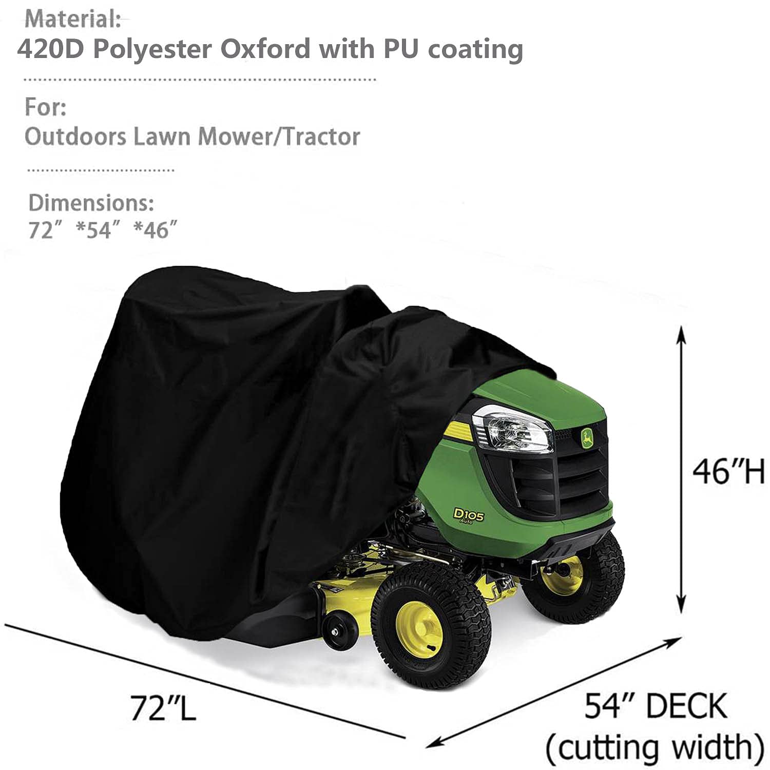 Indeed BUY Riding Lawn Mower Cover - 420D Waterproof Tractor Cover, 54"
