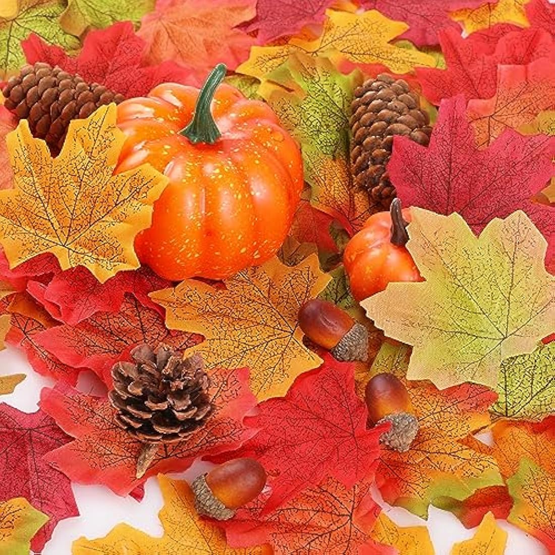 Jolof Store 400pcs Artificial Maple Leaves | 8 Colors Fall Decor for Parties