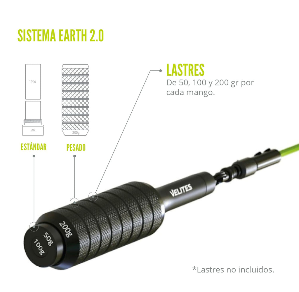 Velites Earth 2.0 Weighted Jump Rope | Aluminum Fitness Rope - Black
