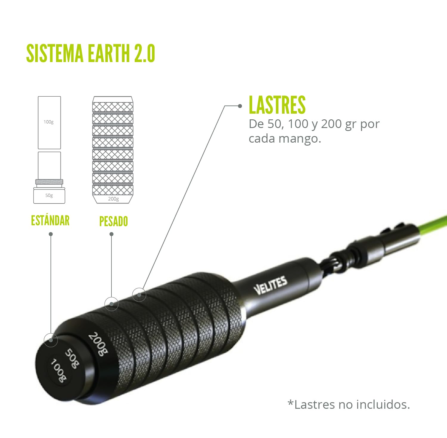 Velites Earth 2.0 Weighted Jump Rope | Aluminum Fitness Rope - Black