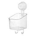 Suction Cup Shower Caddy – Clear PET Wall Mount Shelf with Hooks