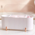 Jolof Store 3-Compartment Qtip Holder | ABS Cotton Swab Dispenser - White