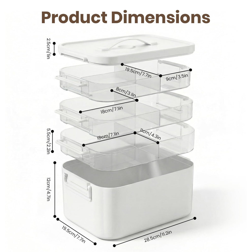 Kryndle Medicine Storage Box, 4 Layer Medicine Box with Compartments