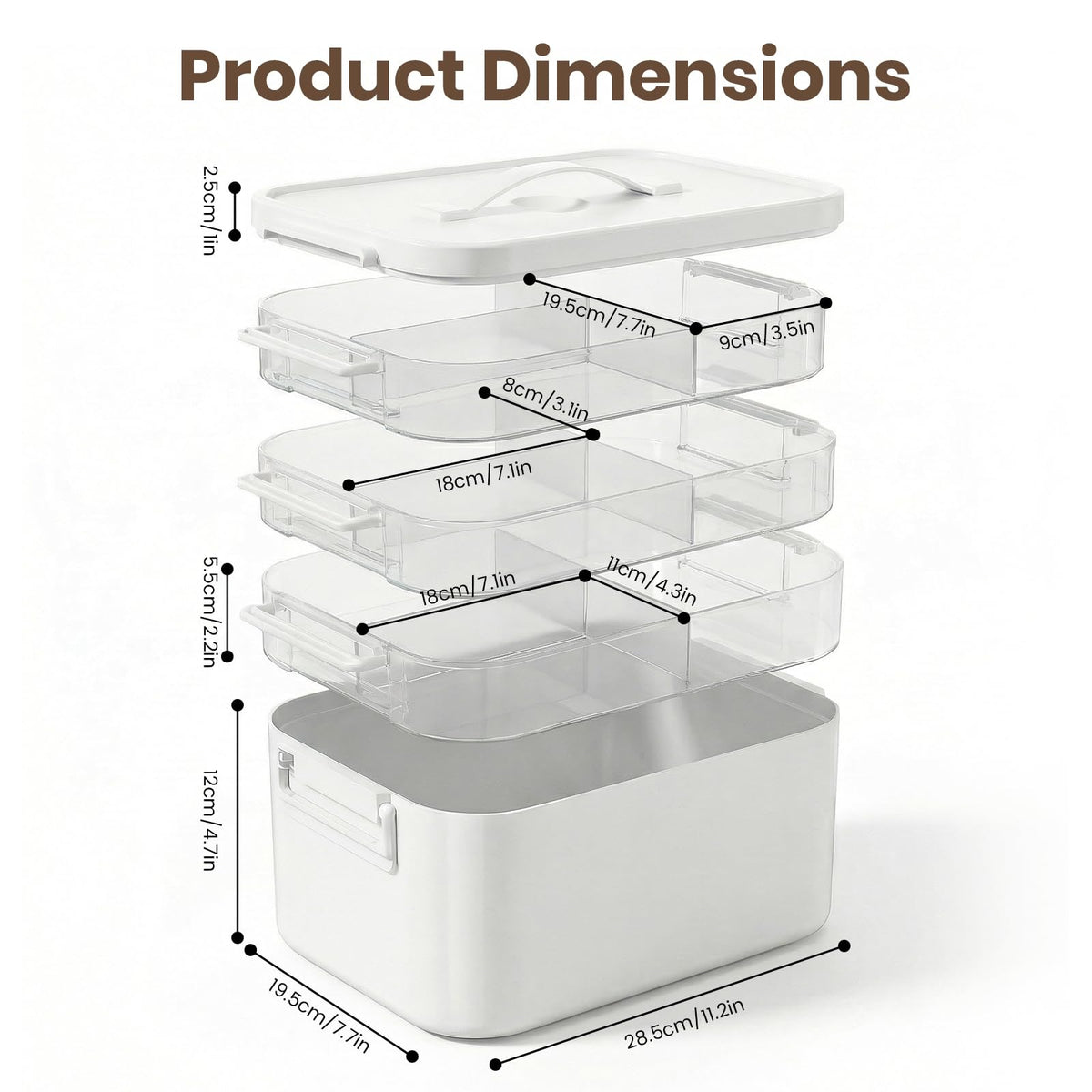 Kryndle Medicine Storage Box, 4 Layer Medicine Box with Compartments