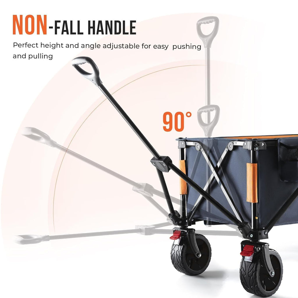 Overmont Heavy Duty Folding Beach Wagon – 330lbs All-Terrain Camping Cart
