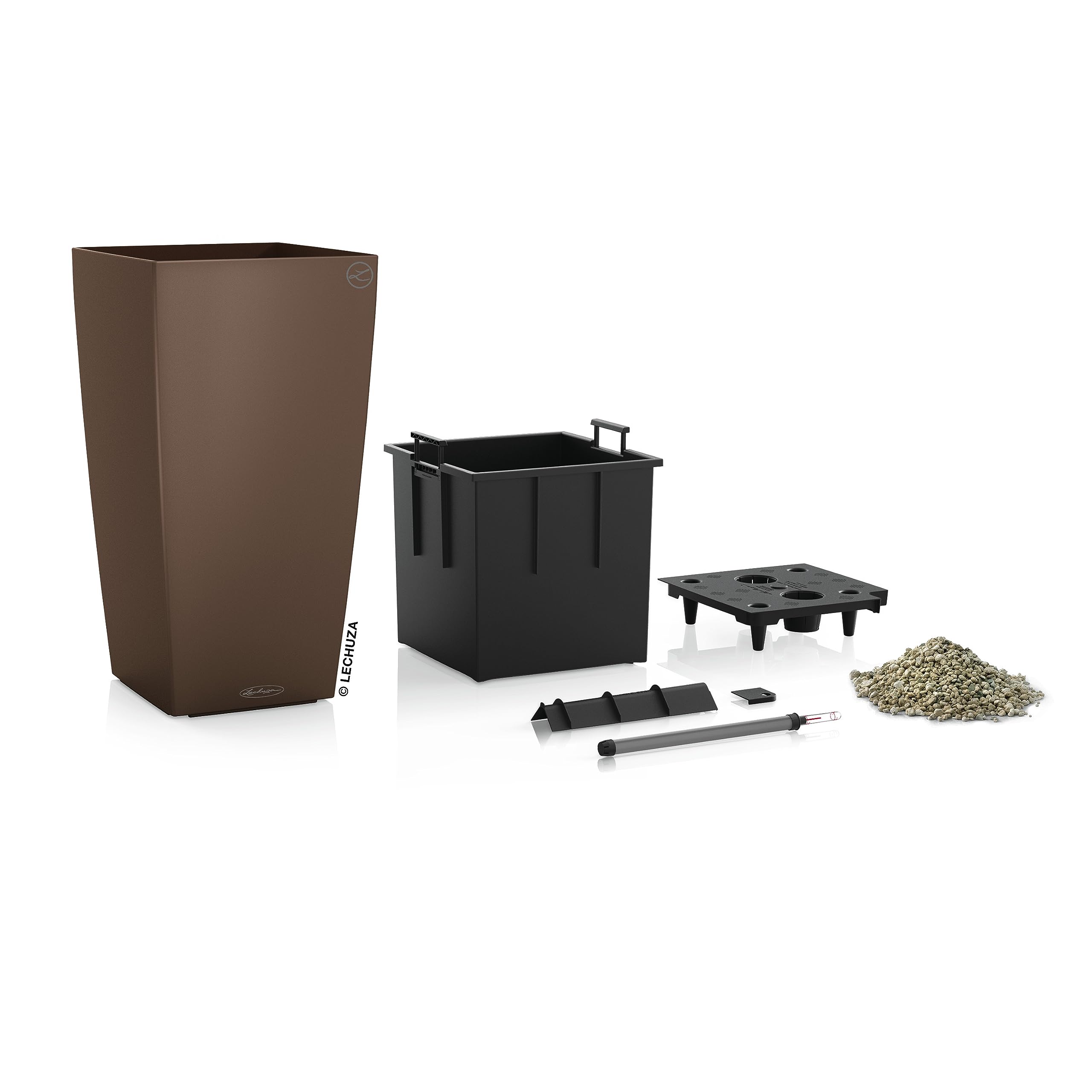 Lechuza CUBICO Color 30 Self-Watering Planter | Nutmeg Matte Plastic