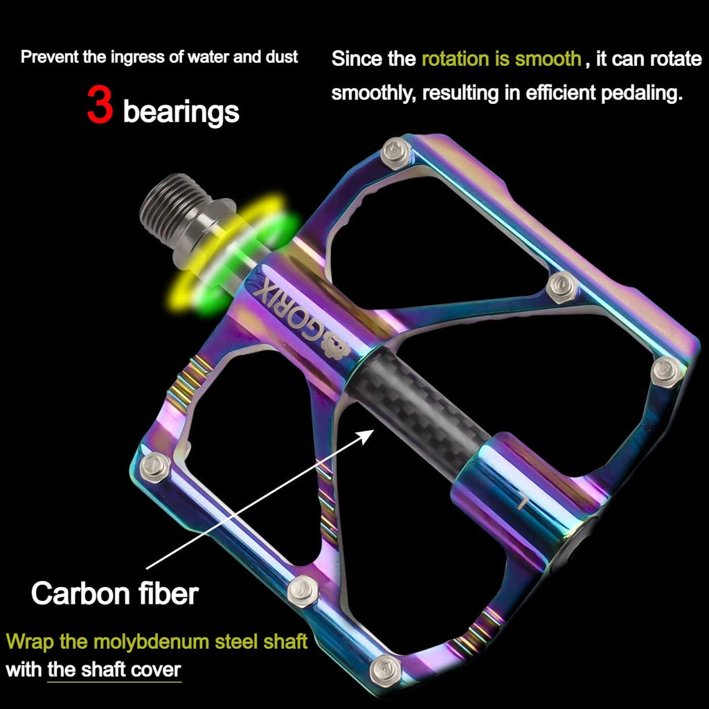 GORIX Oil Slick Bike Flat Pedals – Lightweight CNC Aluminum MTB Pedals
