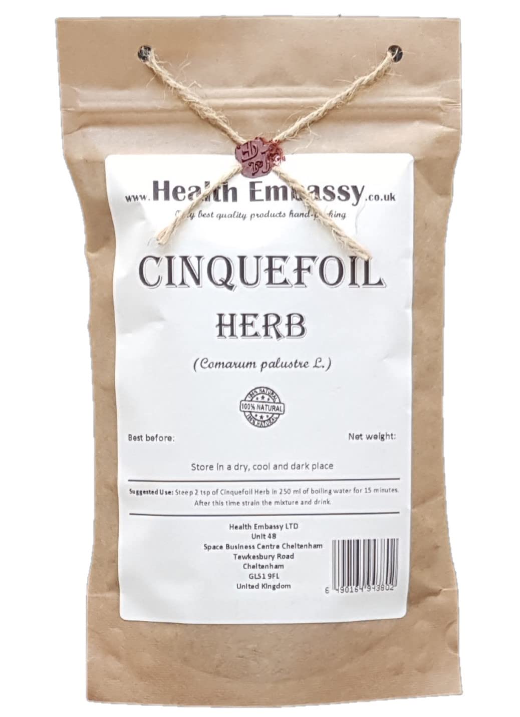 Health Embassy Cinquefoil Herb Tea | Comarum Palustre L | 100g Dried Herb