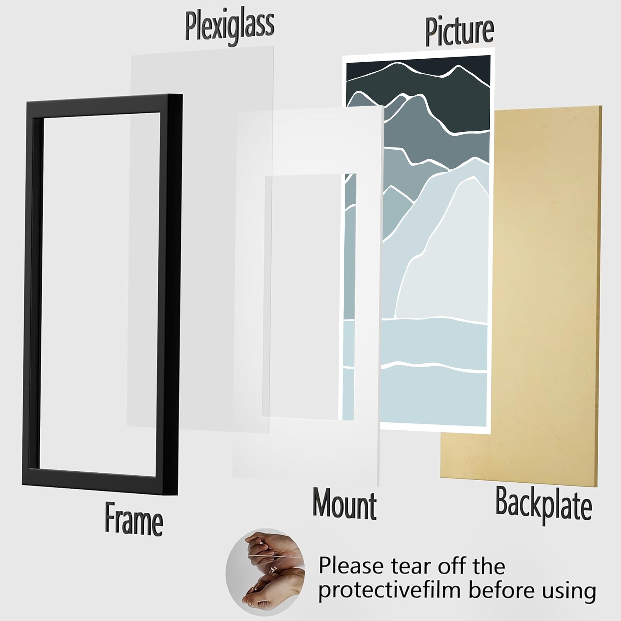Tinkeps A1 Black Picture Frame | Engineered Wood & Plexiglass Poster Frame
