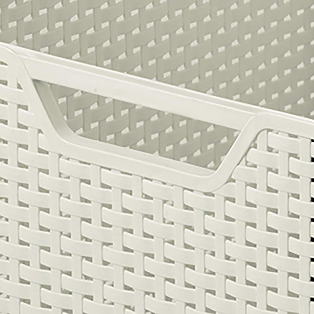 Curver Style Rattan Effect Large Rectangular Storage Basket, 30L – White