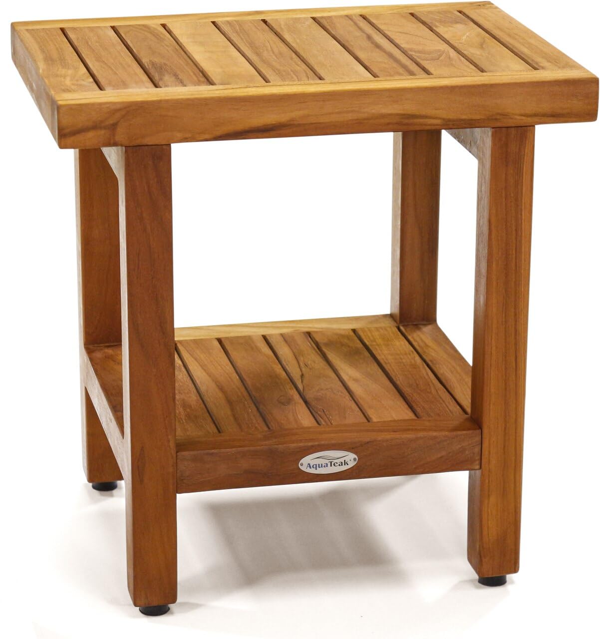 Solid Teak Spa Shower Stool with Shelf | Waterproof Bench