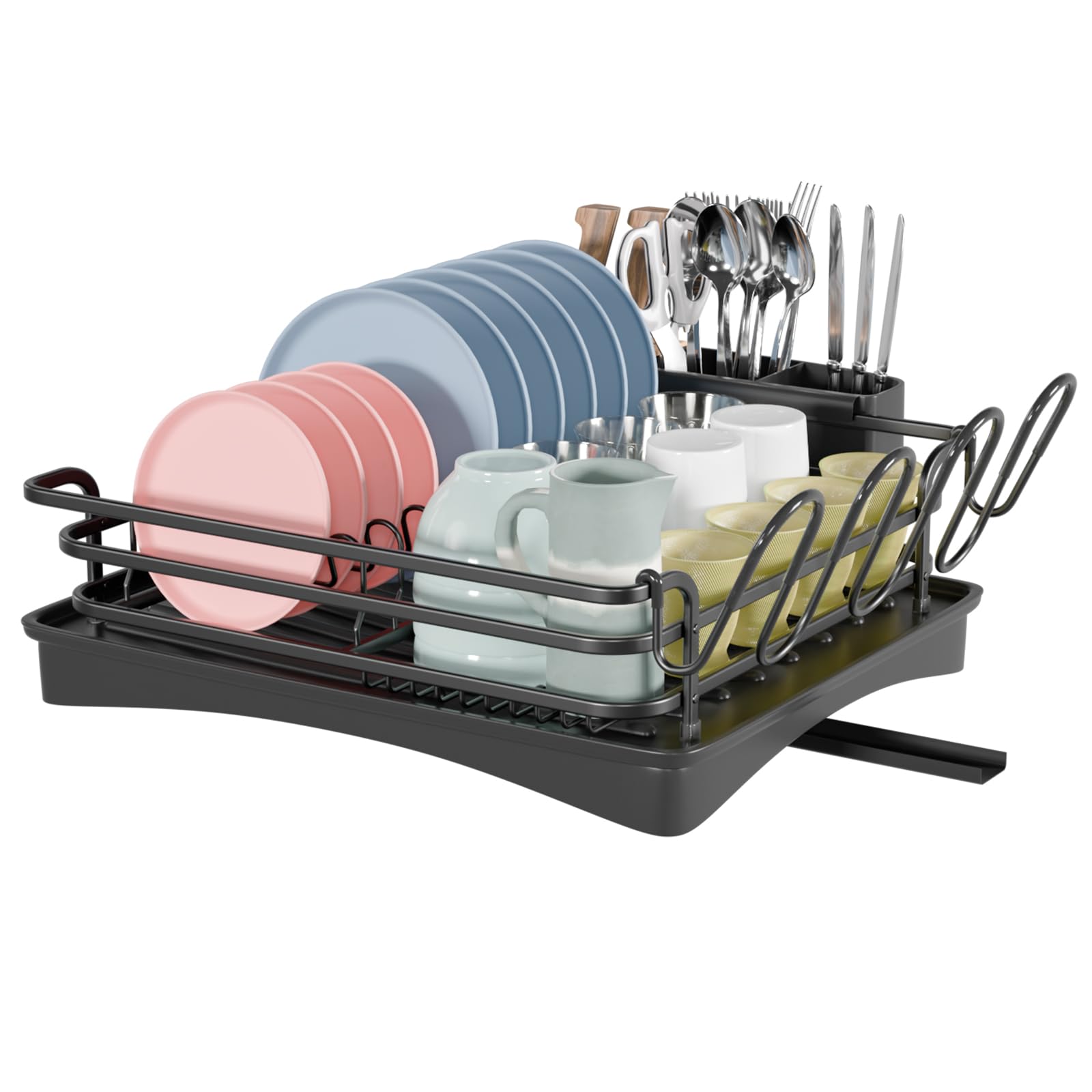 BRIAN & DANY Aluminum Dish Drying Rack | Rust-Proof Drainer with Swivel Spout