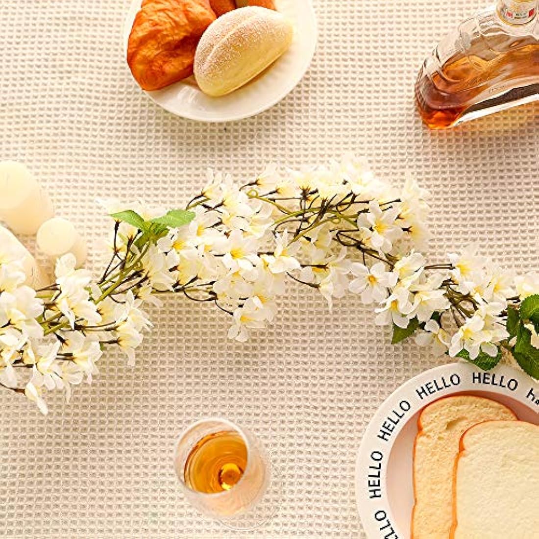 JUSTOYOU 2 Pcs Artificial Cherry Blossom Vine | 5.7FT Silk Sakura Garland