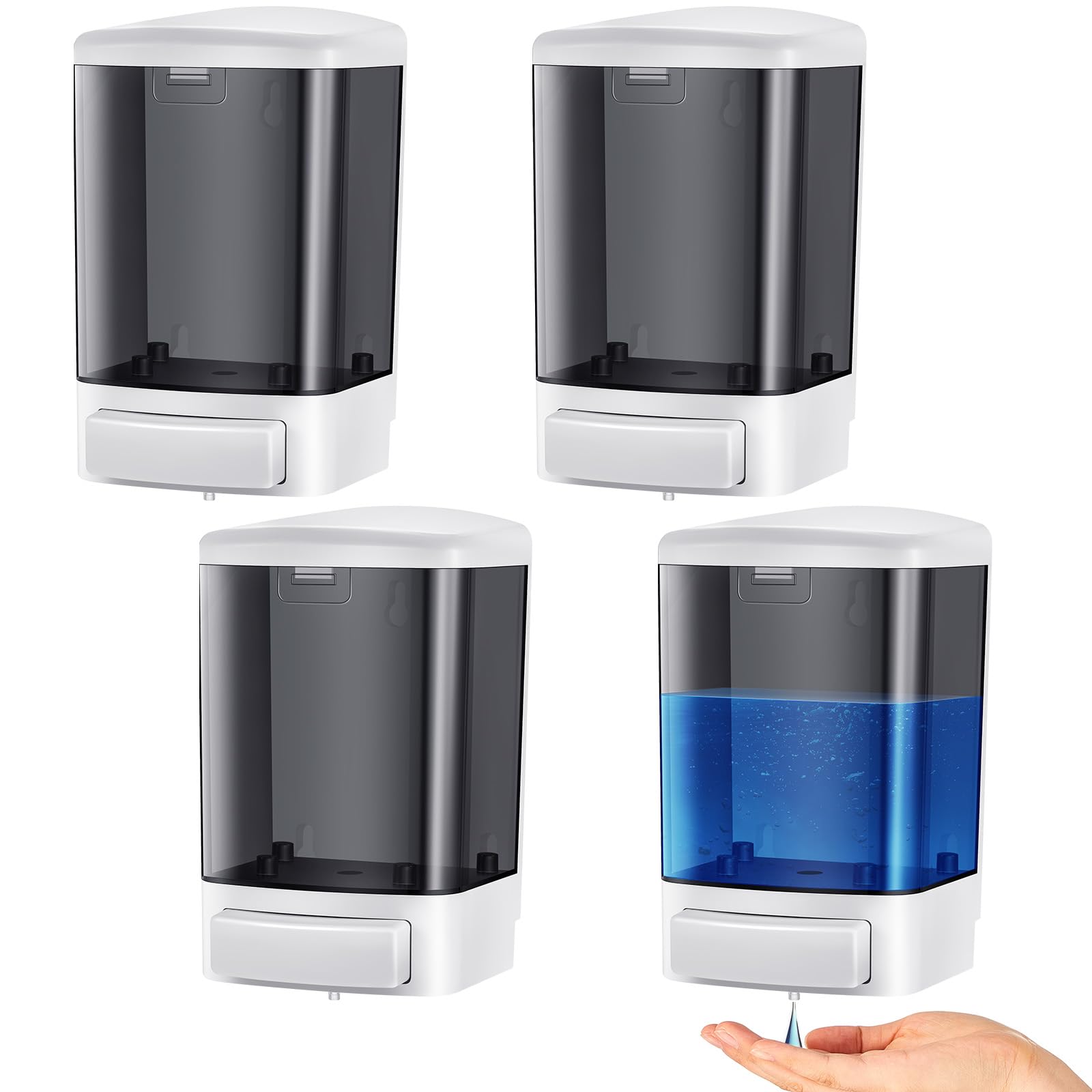 Hushee 4-Pack Wall Mounted Soap Dispenser | 33.8oz ABS Plastic Commercial