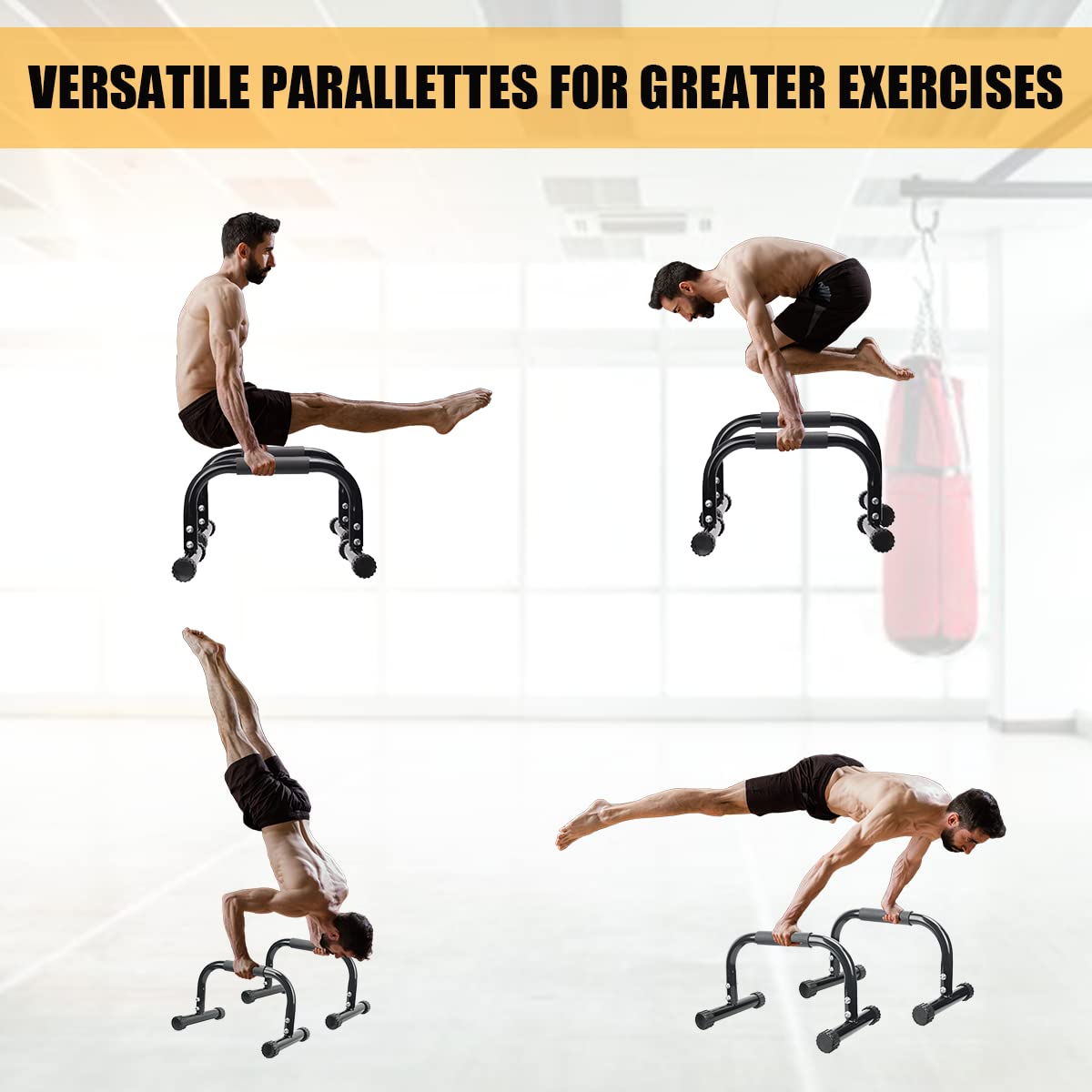 KingMile Parallettes Bars – Carbon Steel Push Up Stands for Calisthenics