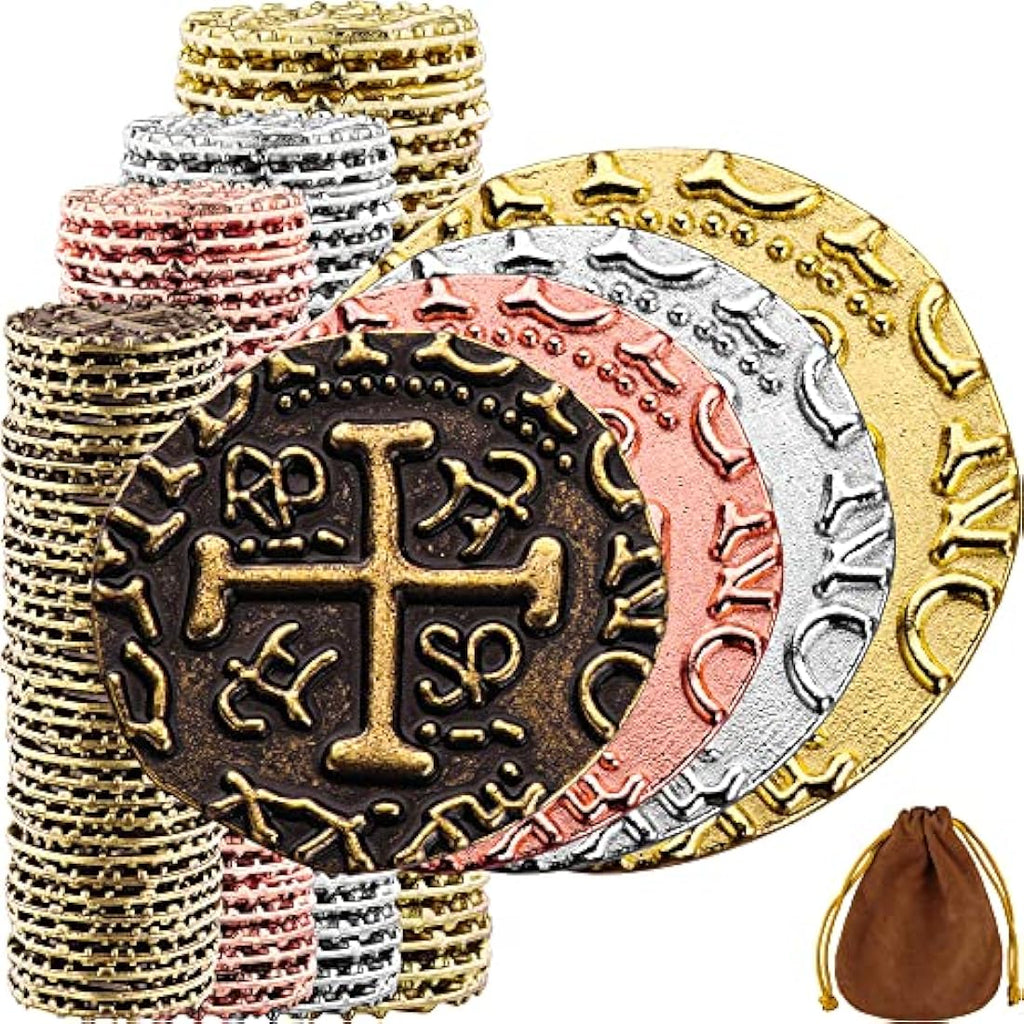 Metal Pirate Coins – 100pc Mixed Finish Game Tokens & Cosplay