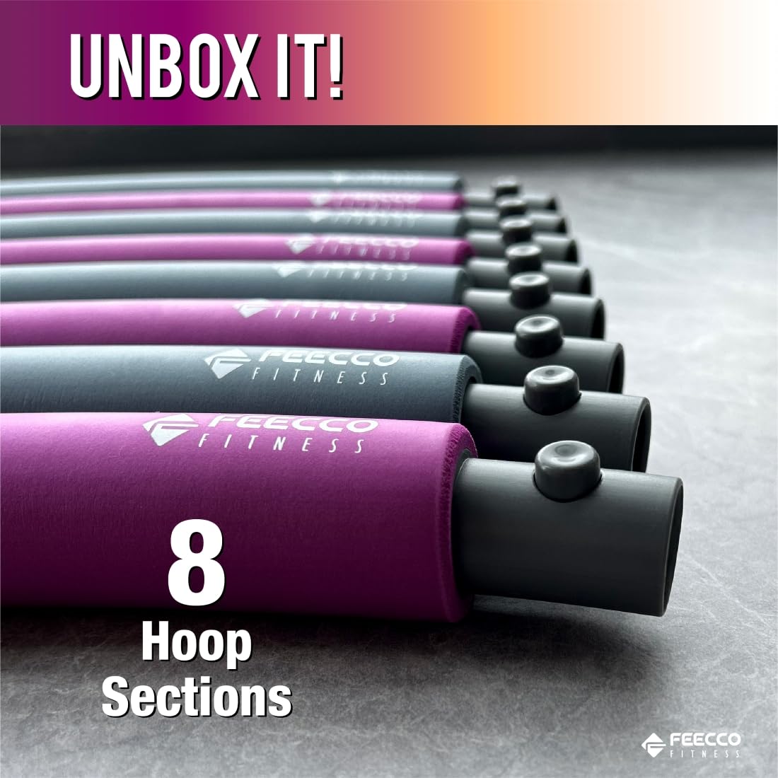 FEECCO FITNESS Weighted Hula Hoop – 2-4 LB Adjustable 8-Section Hoop