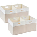 SOCOHOME Fabric Cube Storage Boxes,30x30x30cm Foldable Storage Baskets for Shelf Nursery ClosetLight beige/White, Set of 4 - image 1