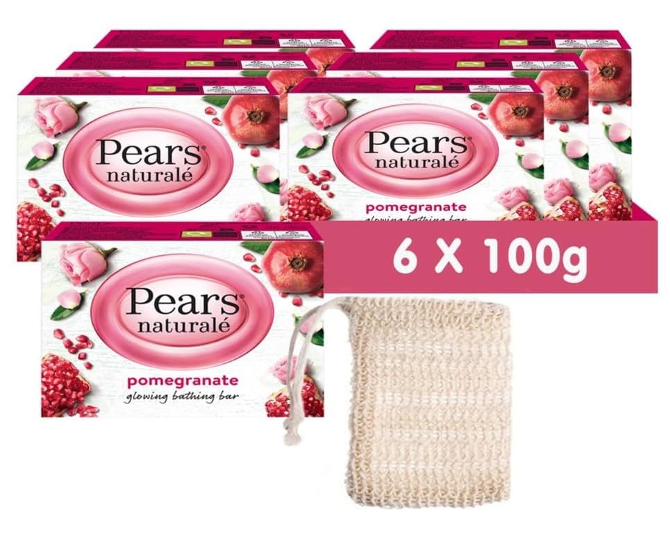 Pears Naturale Pomegranate Soap Bars 100g 6 Pack | Hydrating Glycerin
