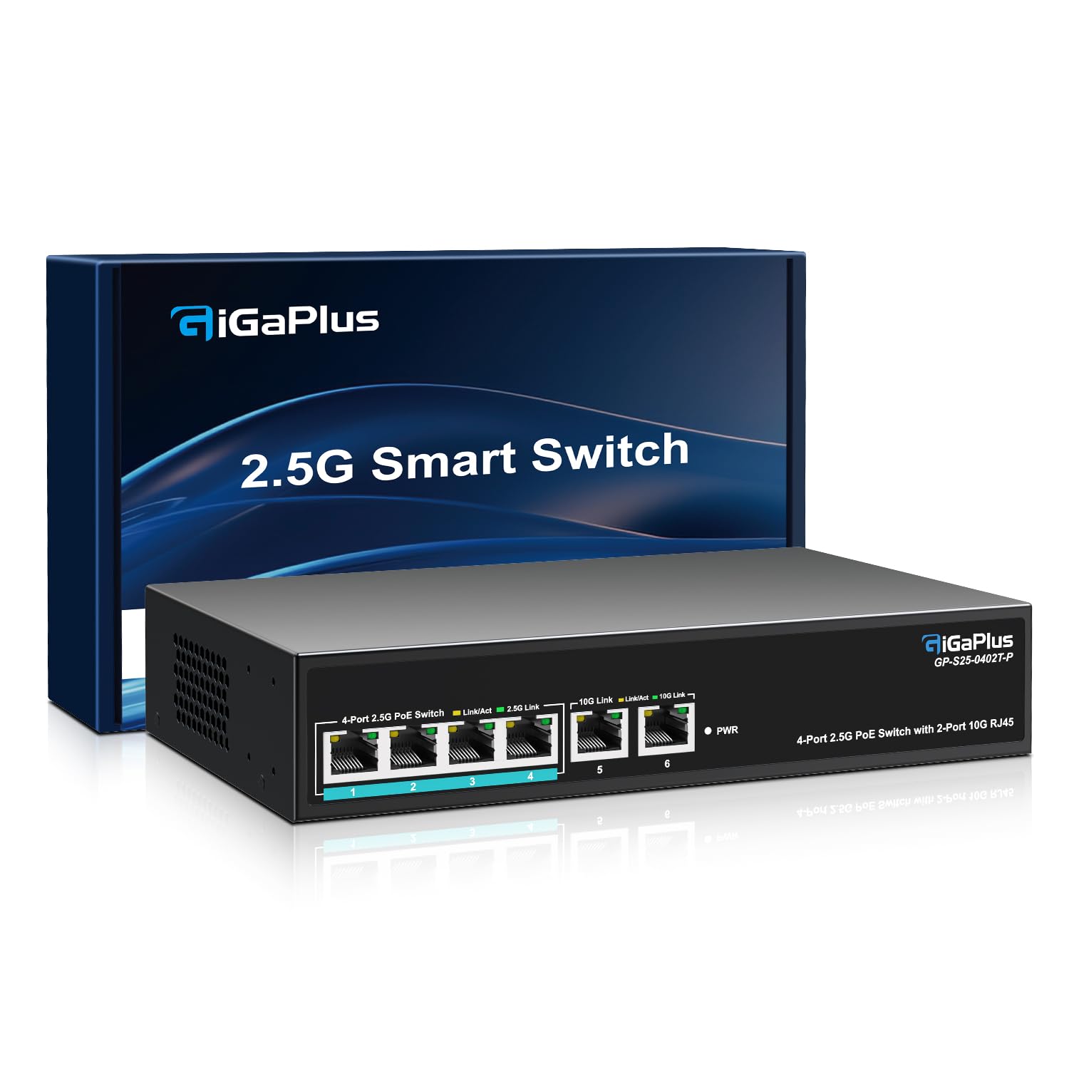 10Gb Unmanaged PoE Switch - 4x2.5G & 2x10G RJ45 Ports