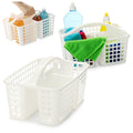 Com-Four 2x Portable Shower Basket – Plastic Storage Caddy with 3 Compartments
