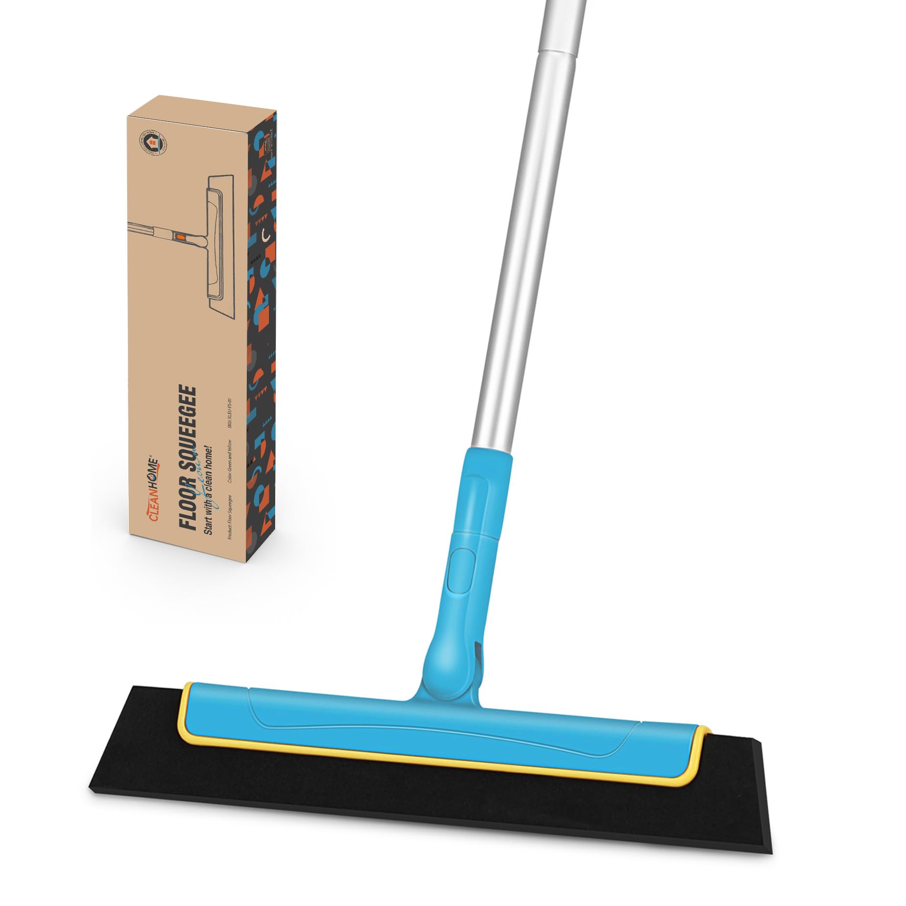CLEANHOME Floor Squeegee – 53" Long Handle EVA Foam for Pet Hair & Water