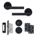 XFORT Matt Black Liberty Bathroom Door Handle Pack with Privacy Lock