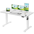 Homall Electric Height Adjustable Desk, Adjustable Height Office Desk with USB Ports, 140x60cm, Home Office with Splice Board, White - image 1