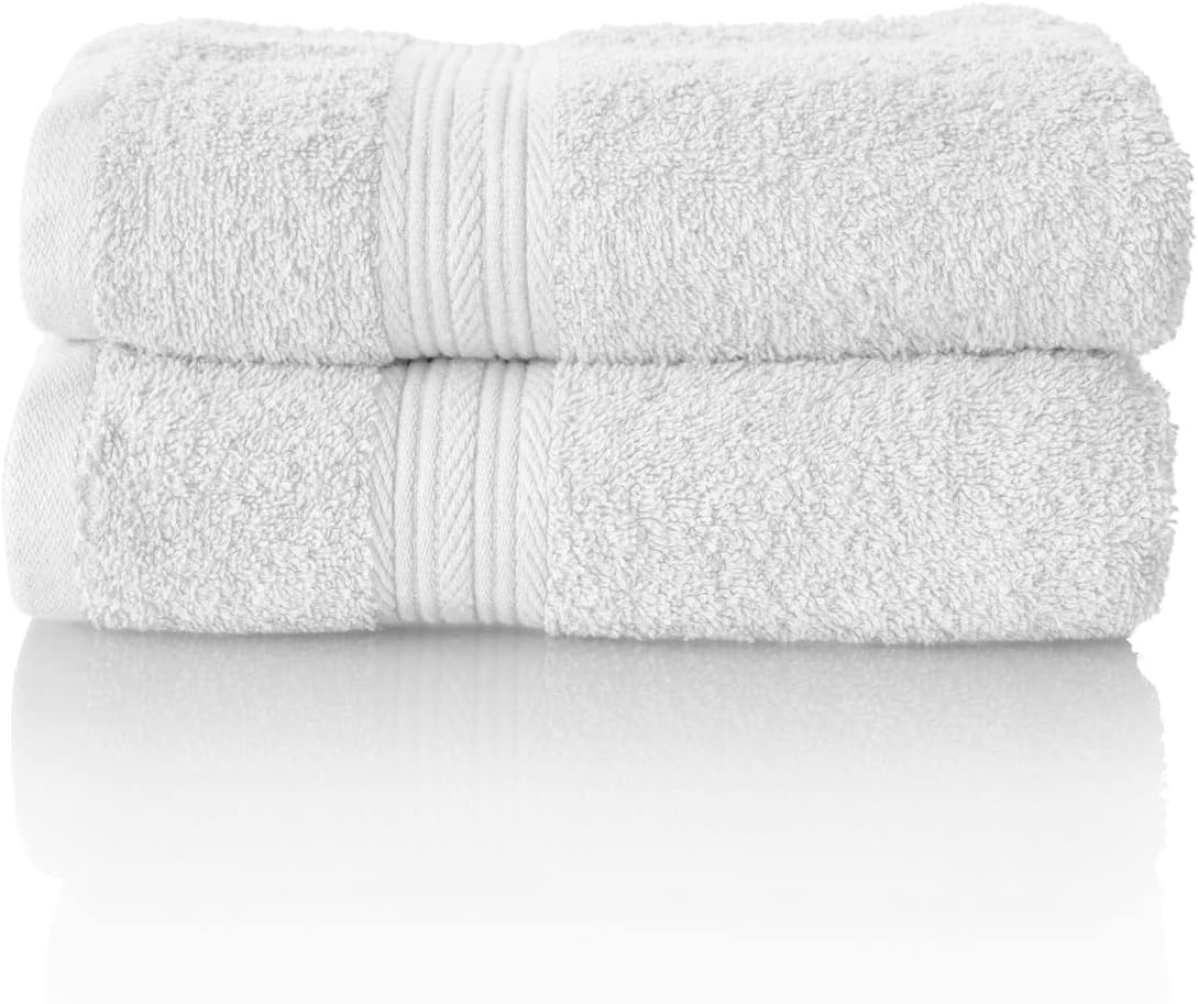 Glart Premium Cotton Terry Hand Towels - Set of 2, White, 50 x 100 cm