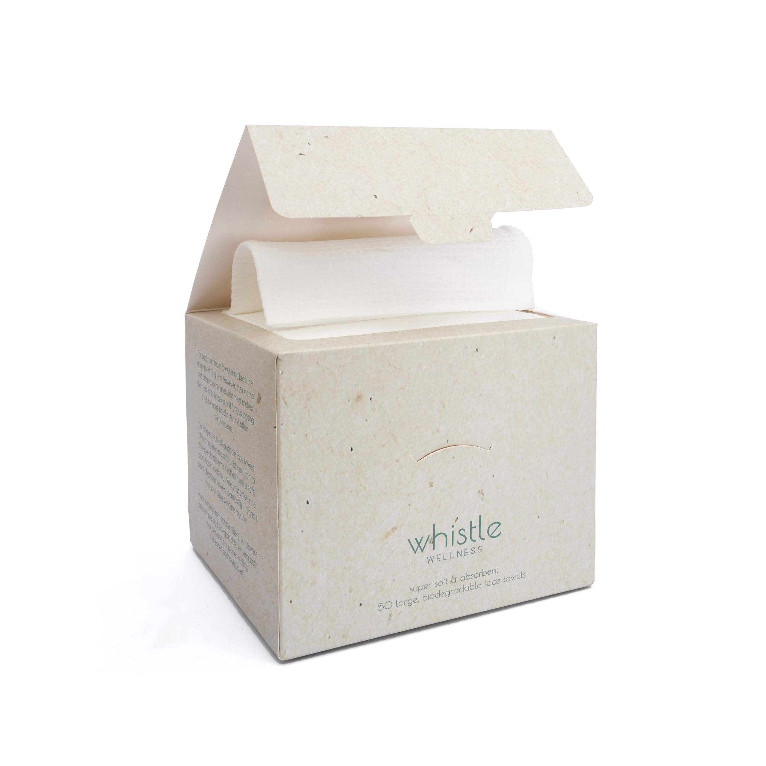 Whistle Wellness Biobased Disposable Face Towels for Sensitive Skin | 50ct