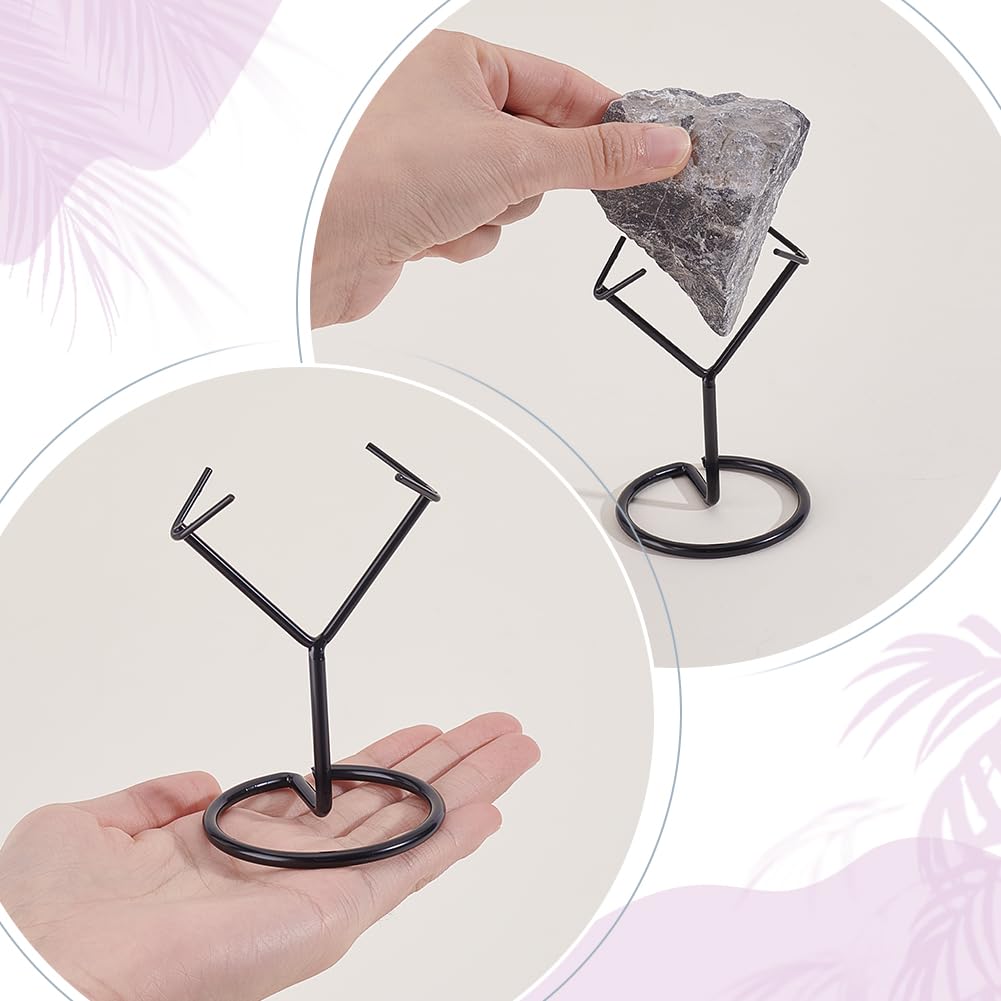 AHANDMAKER 2Pcs Rock Display Stand, Metal Crystal Display Holder Small Crystal Ball Holders for Gemstones Spheres Geodes Rocks Fossils Marbles Home - image 3