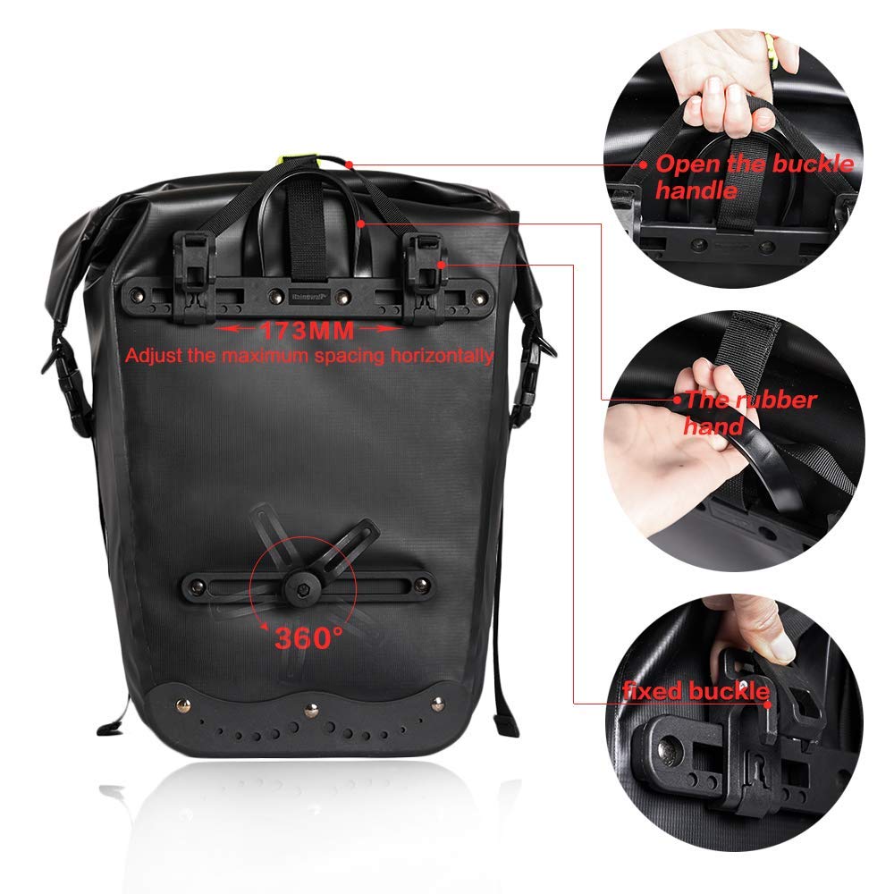 Rhinowalk 25L Waterproof Bike Pannier Bag | Rear Rack Shoulder Bag