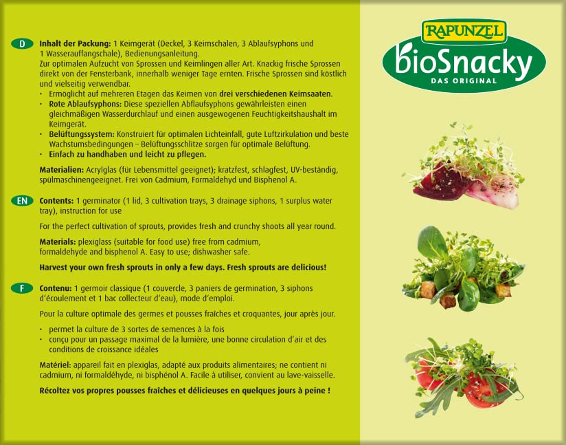 Rapunzel BioSnacky Germinator – 3-Tier Seed Sprouter for Organic Sprouts