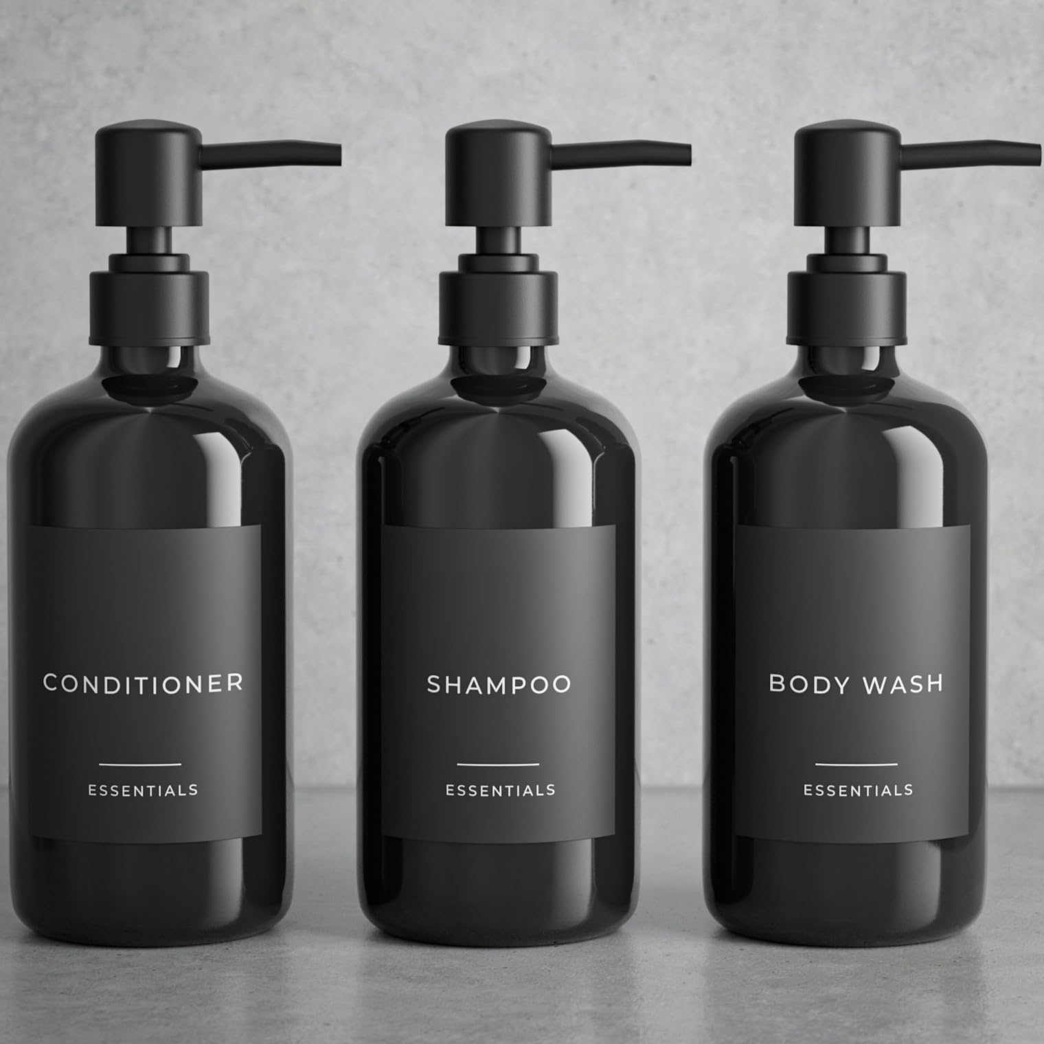 KIBAGA Shampoo and Conditioner Dispenser Set – 3 Pack 21oz Refillable Bottles