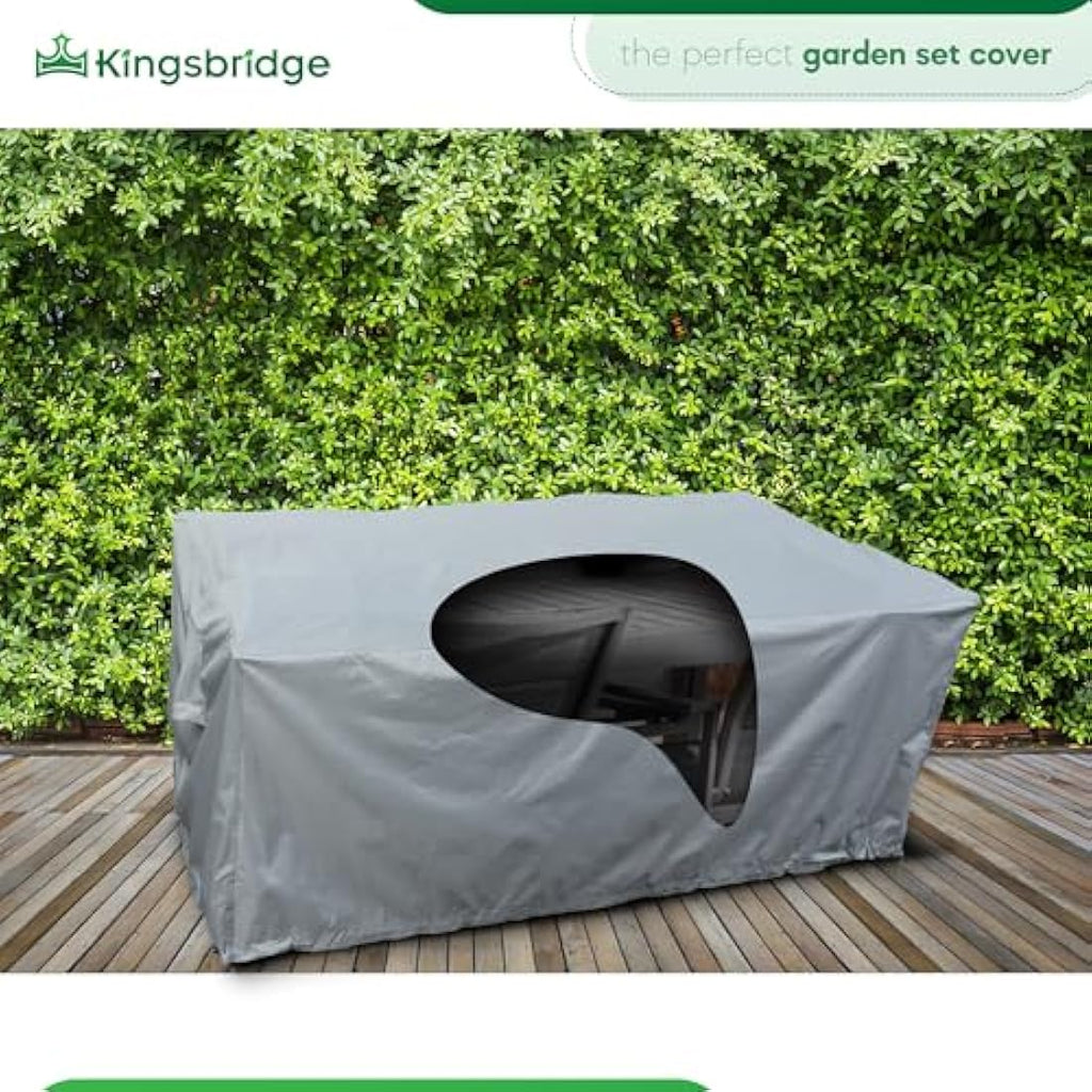 Kingsbridge Rectangular Garden Table Cover | 600D Heavy Duty Grey – 170cm