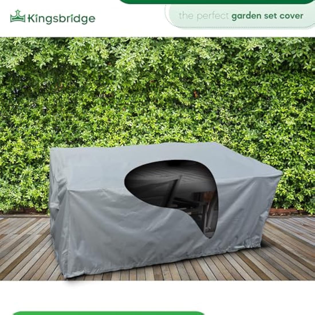 Kingsbridge Rectangular Garden Table Cover | 600D Heavy Duty Grey – 170cm