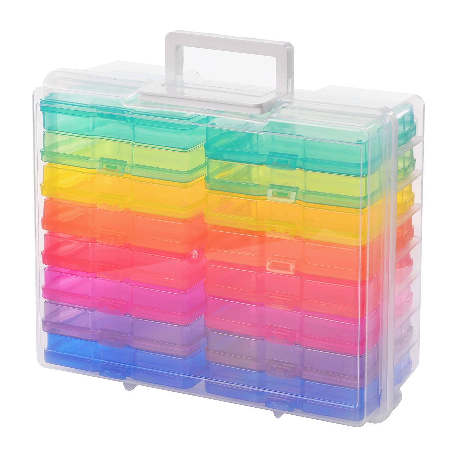 Zuvo Photo Storage Box – 16 Coloured Cases with Removable Dividers