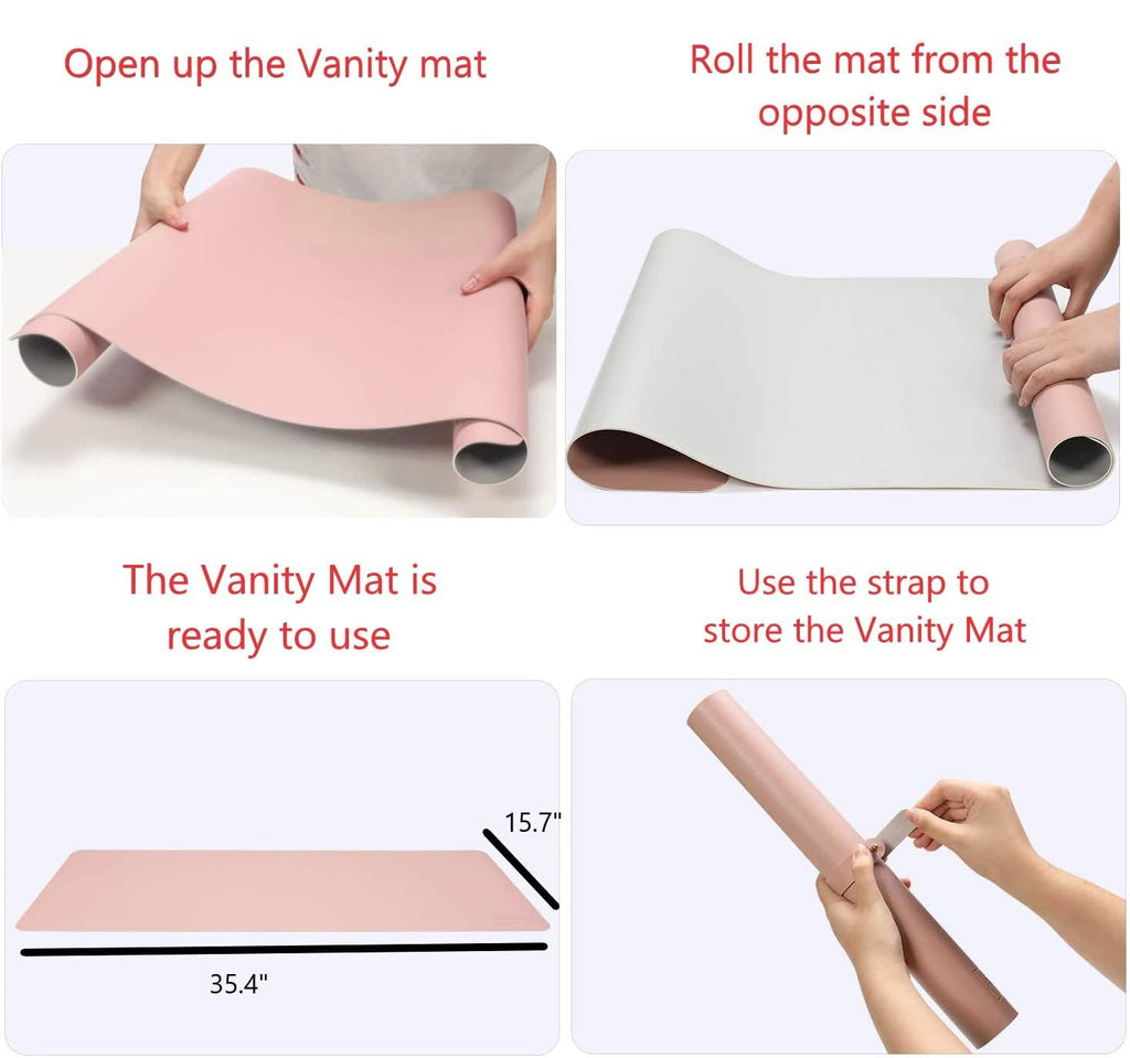 Makeup Mat for Vanity Top Protector, Cover Work Table Waterproof, Oilproof Dustproof Smooth and Soft, Pink 31.5" x 15.7" from NemoHome - image 4