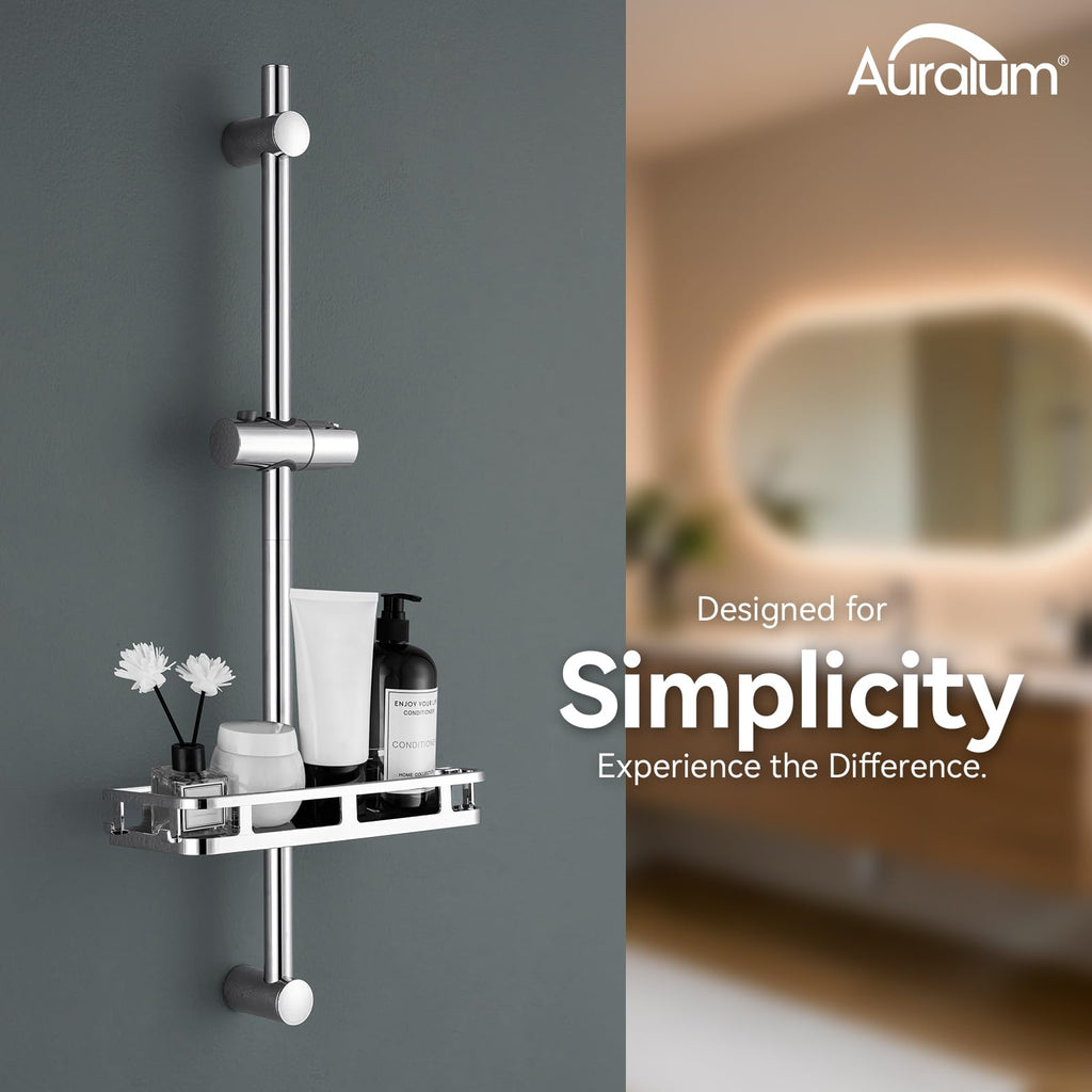 Auralum 70cm Shower Riser Rail - Adjustable 360°Swivel Shower Head Holder - Anti-Corrosion Premium Stainless Steel - image 2