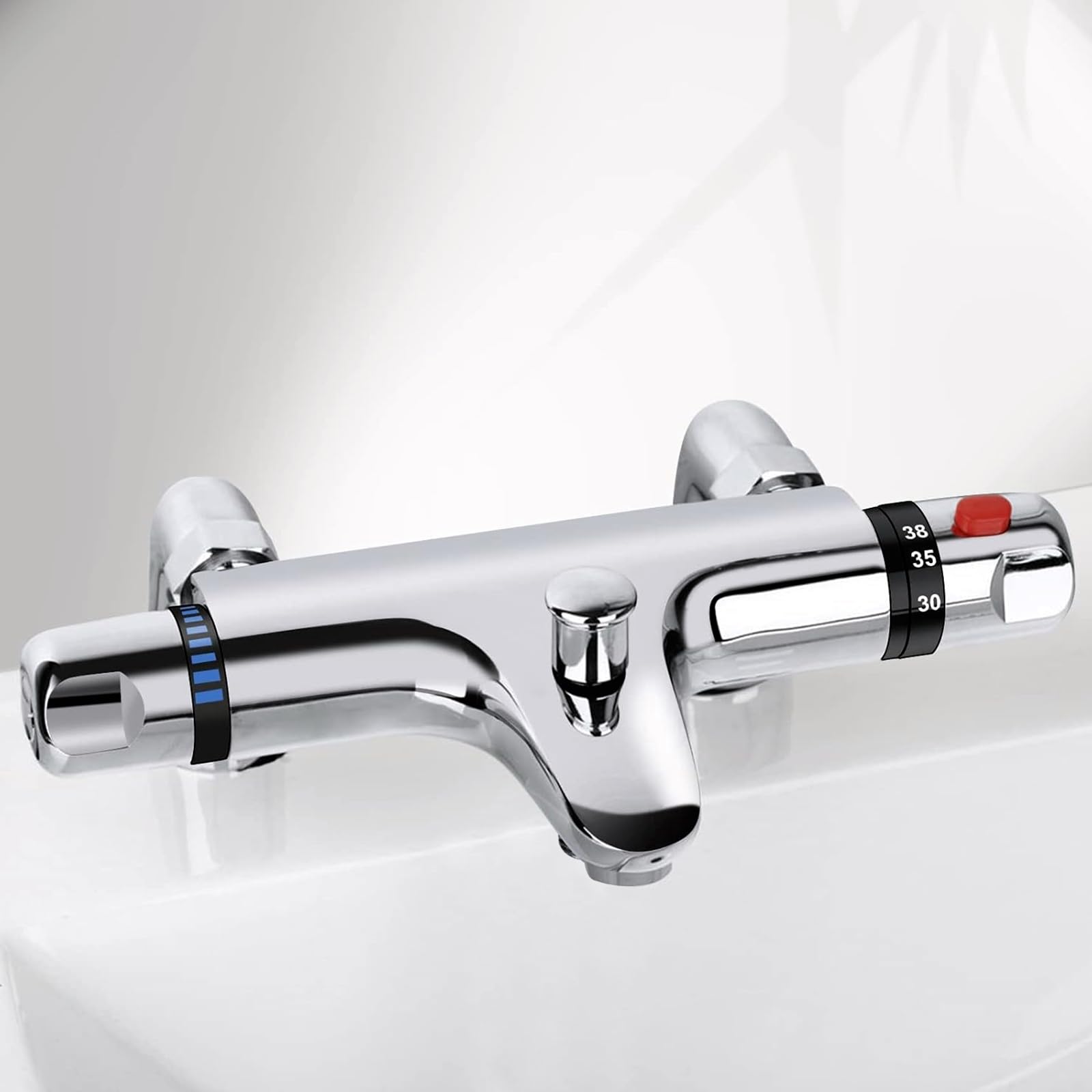 Thermostatic Bath Shower Mixer Tap | Chrome Solid Brass 180mm