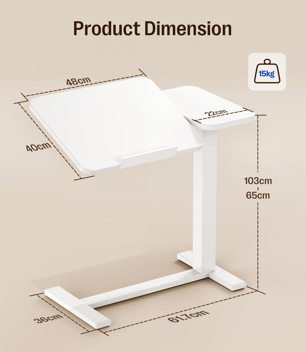 MAIDeSITe Fit Dual Overbed Table with Wheels, C-Shape Bedside Table