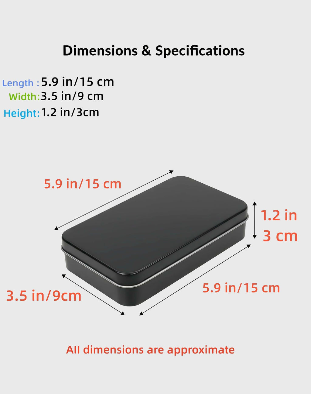 LJY Black Hinged Metal Tins, 2 Pack, 5.9 x 3.5 x 1.2 in - image 2