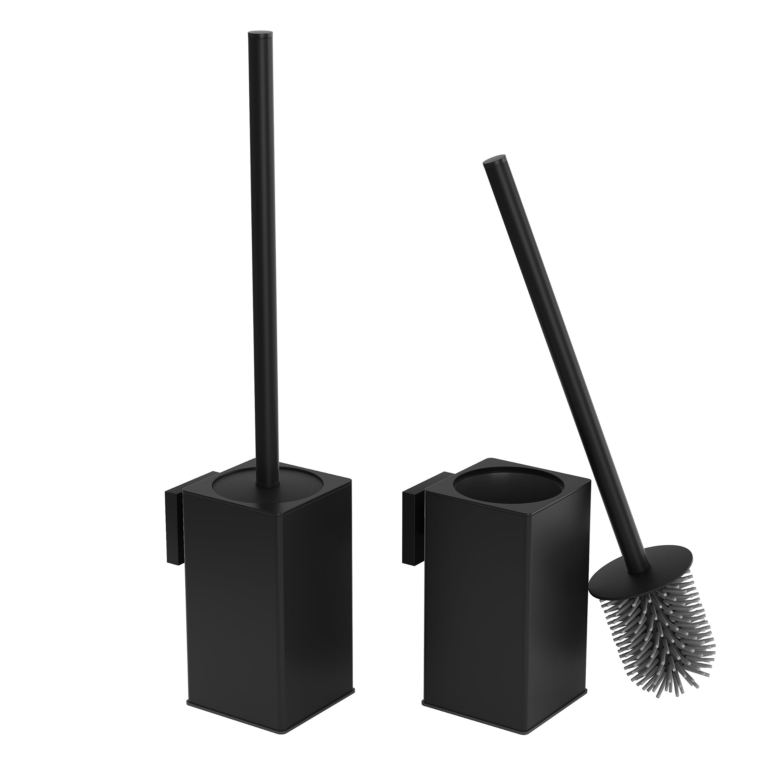 BGL Wall Mounted Toilet Brush Holder Set - 2 Pack Matte Black Metal