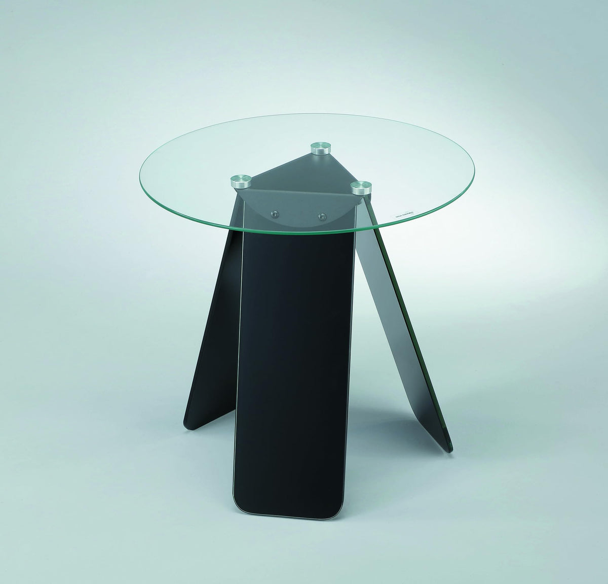 ASPECT Asti Round Side/Laptop/End/Coffeee Table Glass Top Base, Tempered, Clear/Black, 48 diameter x 45H cm