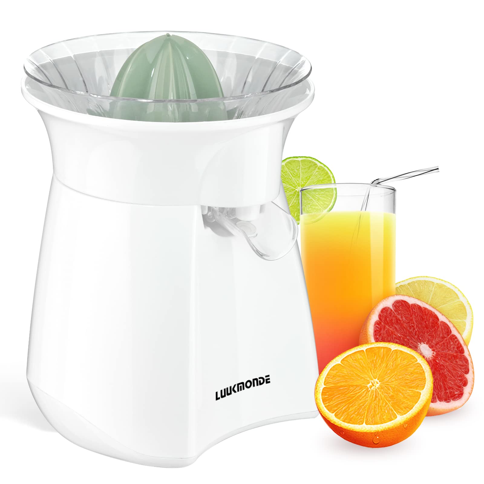 LUUKMONDE Electric Citrus Juicer – Powerful Lemon & Orange Squeezer, White