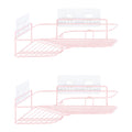 Navaris Corner Shower Caddy – Set of 2 Rustproof Adhesive Shelves – Pink
